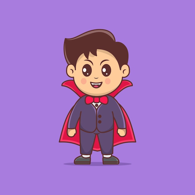 Cute dracula vampire cartoon halloween character vector illustration