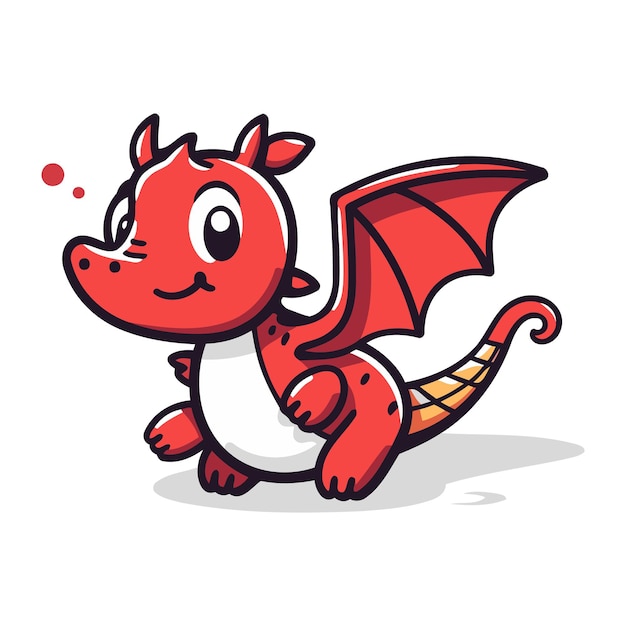 Vector cute dragon cartoon character vector illustration isolated on white background