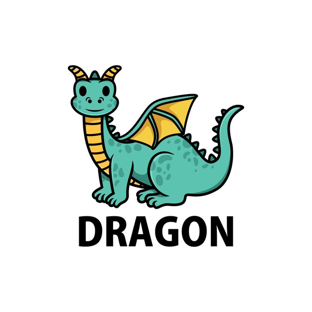 Vector cute dragon cartoon logo  icon illustration