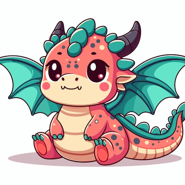 Cute dragon cartoon vector on white background