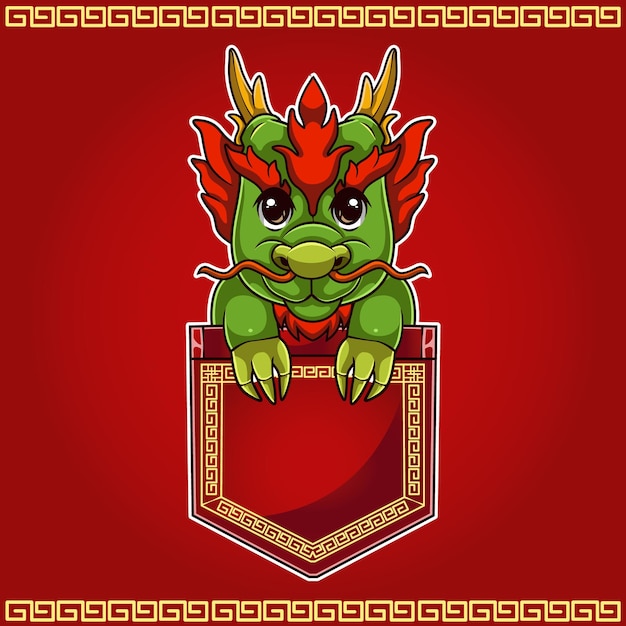 cute dragon cartoon with animal zodiac theme