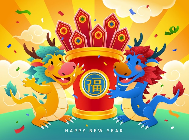 Cute dragon cny illustration