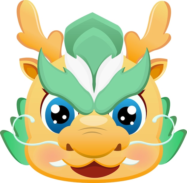 Vector cute dragon head happy chinese new year