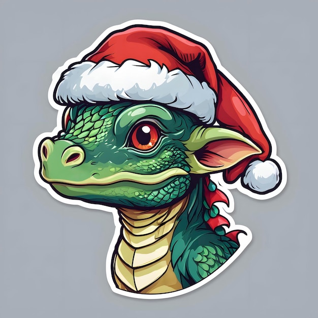 cute dragon sticker for christmas logo