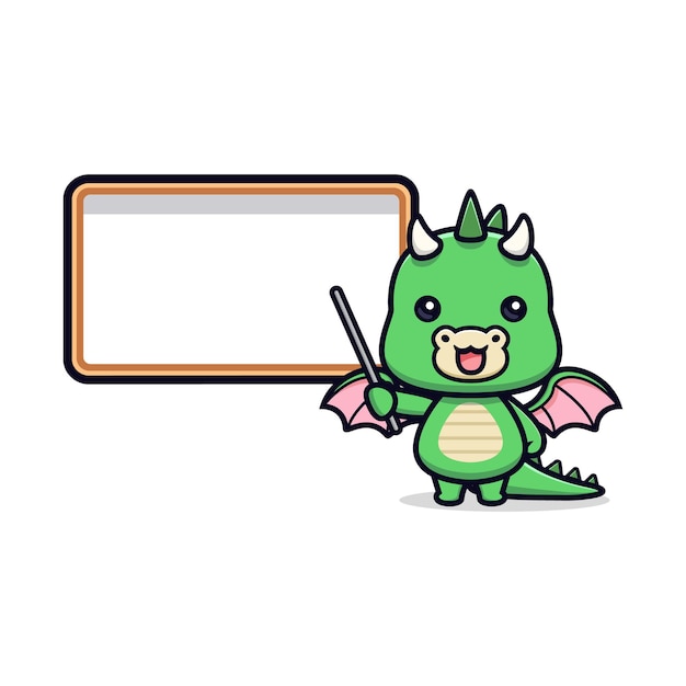 Cute dragon teaching animal mascot character