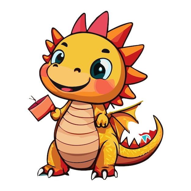 Vector cute dragon vector cartoon illustration