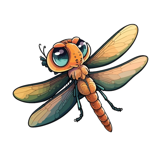 Cute dragonfly cartoon style