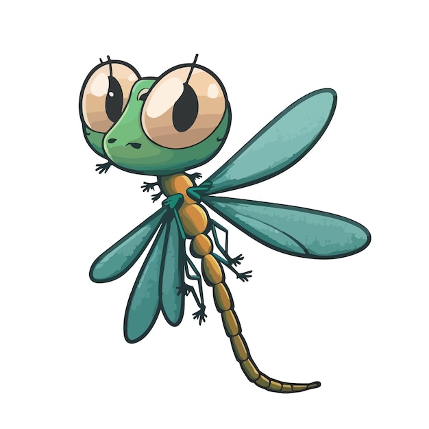 Vector cute dragonfly cartoon style