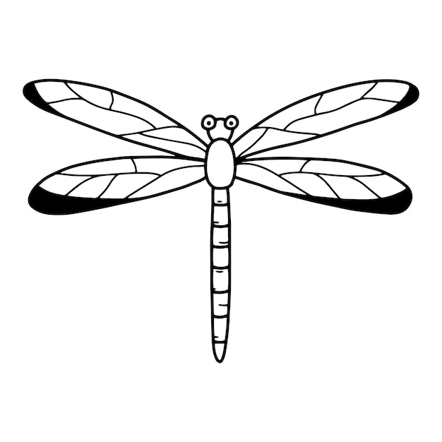 Vector cute dragonfly in doodle style vector illustration cute insect