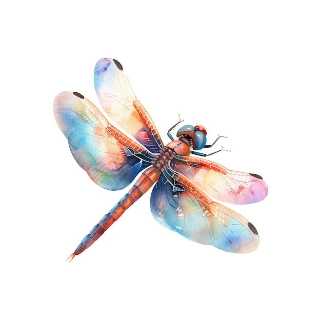 Vector cute dragonfly vector illustration in watercolour style
