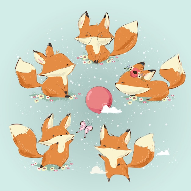 Cute Drawing Fox Bundle