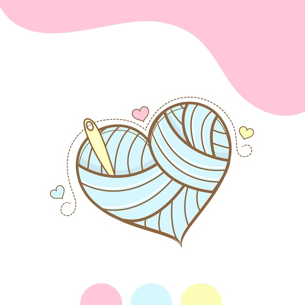 Cute drawing sewing heart Illustration Vector