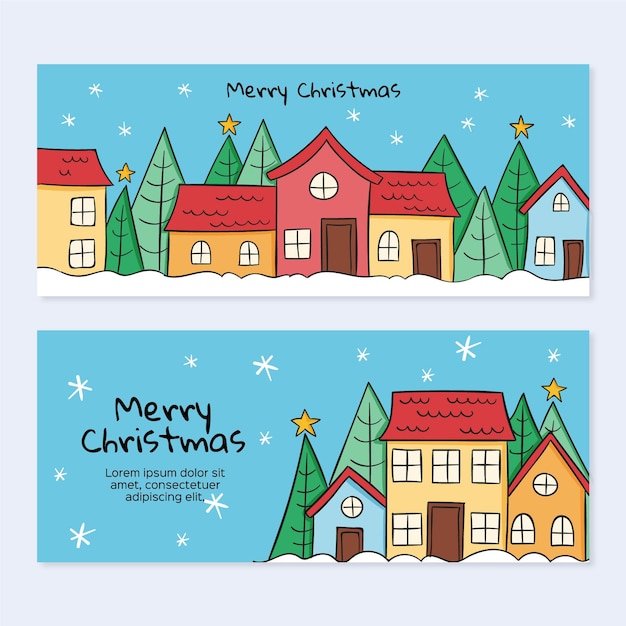 Set di banner città natale carino disegnato