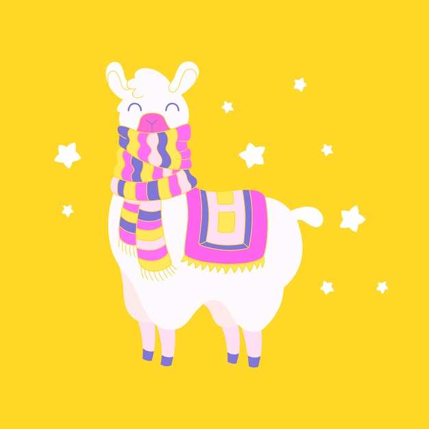 Cute dressed llama. Lama illustration Fantasy animal