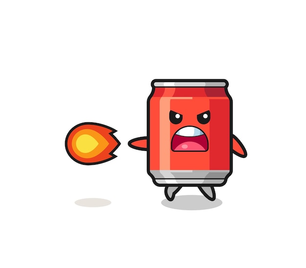 Cute drink can mascot is shooting fire power