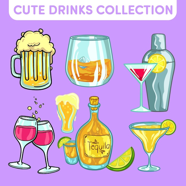 Cute drinks vector collection