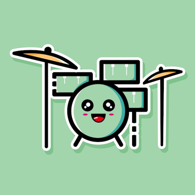 Vettore design simpatico cartone animato tamburo