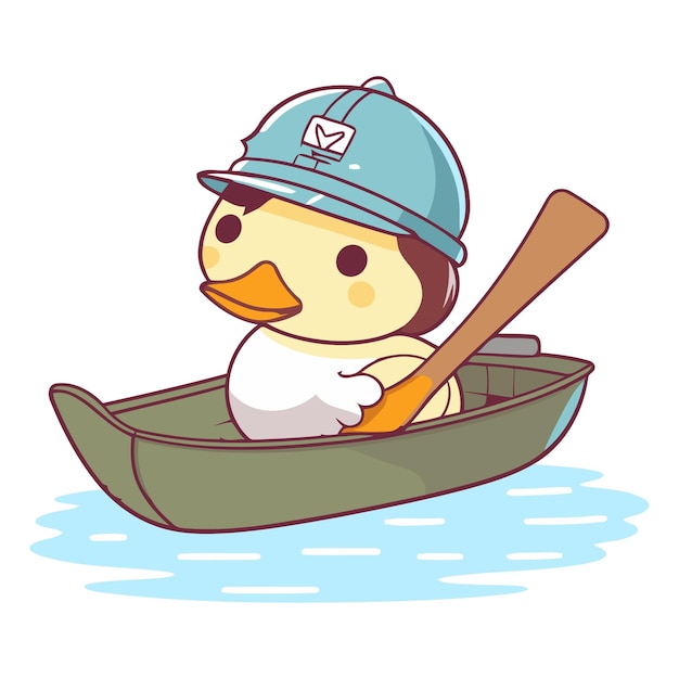 Cute duck in a boat on the water