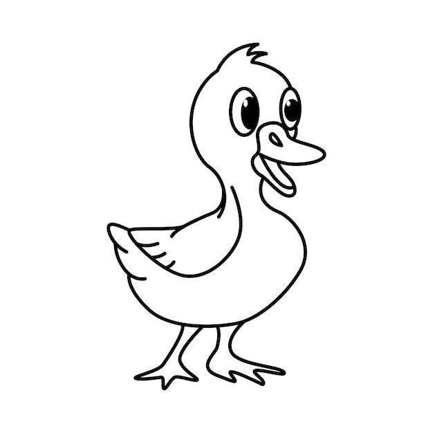 Vector cute duck cartoon characters vector illustration for kids coloring book