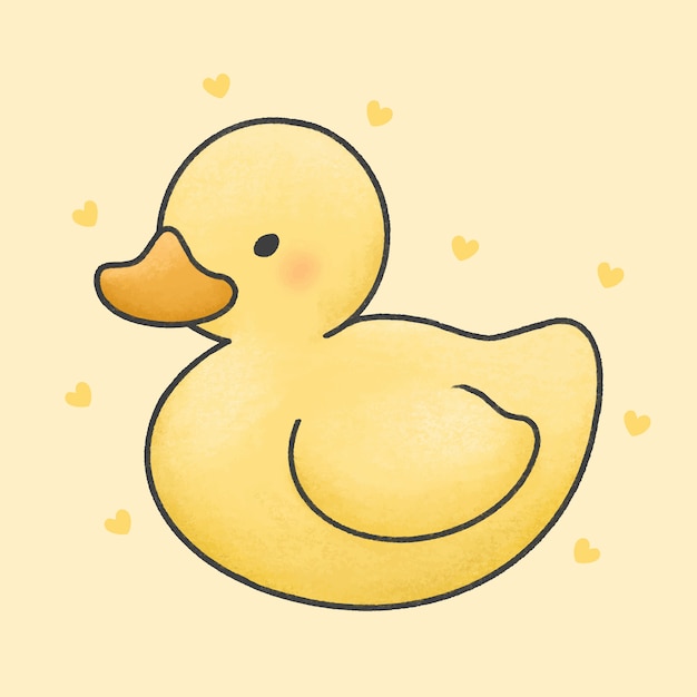 Cute duck cartoon hand drawn style