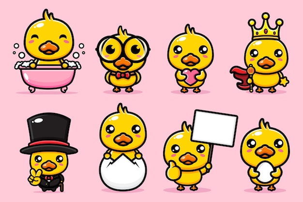 Vector cute duck character mascot design