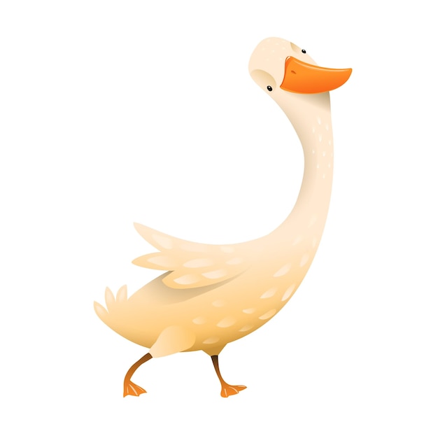 Cute Duck or Goose Animal Drawing Clipart for Kids