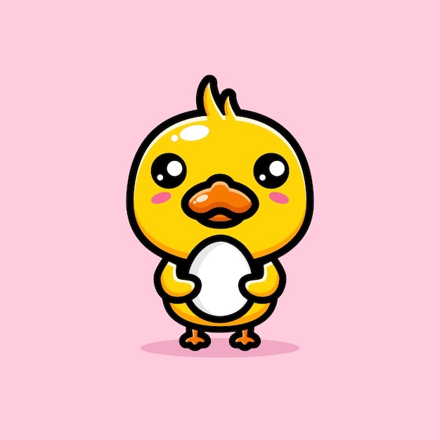 アヒルの卵を抱き締めるかわいいアヒル