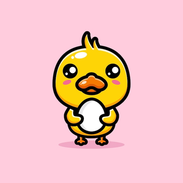 Vector cute duck hugging duck egg