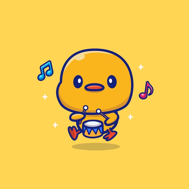 Cute duck playing drum