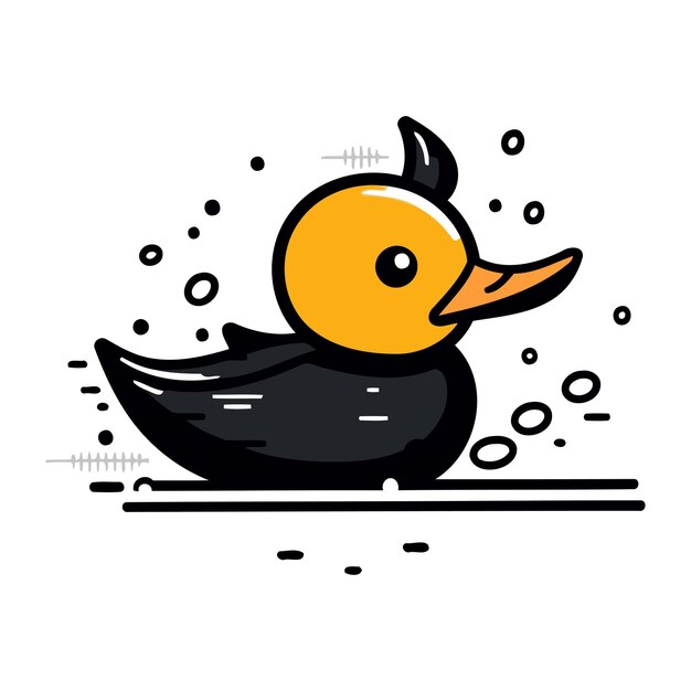 Vector cute duck vector illustration in flat style isolated on white background