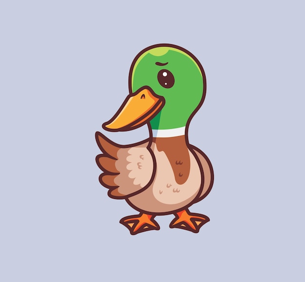 Cute duck walking isolated cartoon animal nature illustration flat style suitable for sticker icon