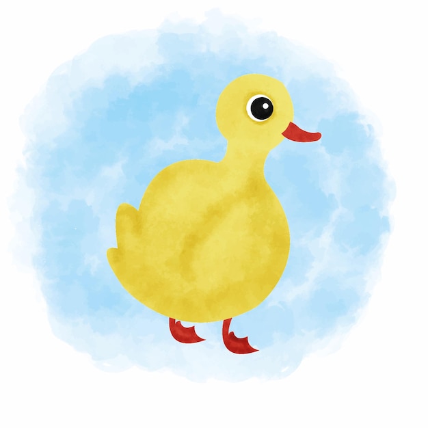 cute duck watercolor blue background