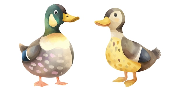 cute duck watercolour vector illustration