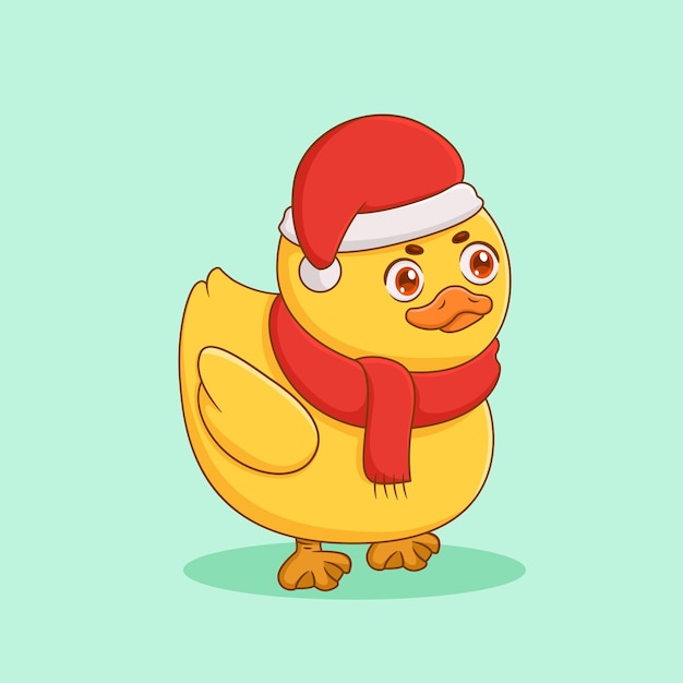 Cute Duck Wearing a Christmas Hat Illustration