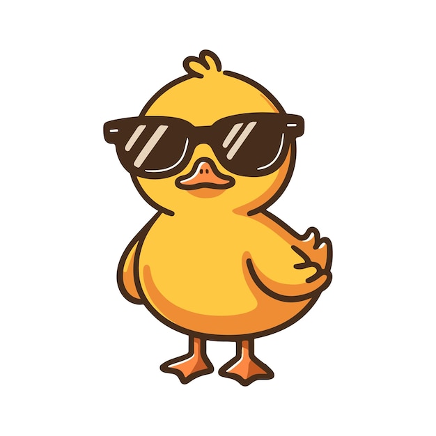 cute duck wearing sunglasses cartoon icon character