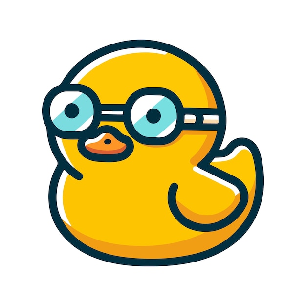 cute duck wearing swimming goggles cartoon icon character