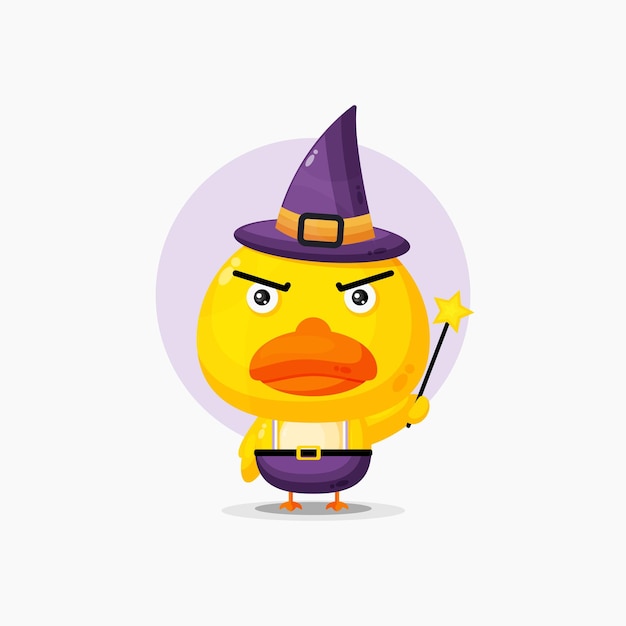 Cute duck with hat and magic wand