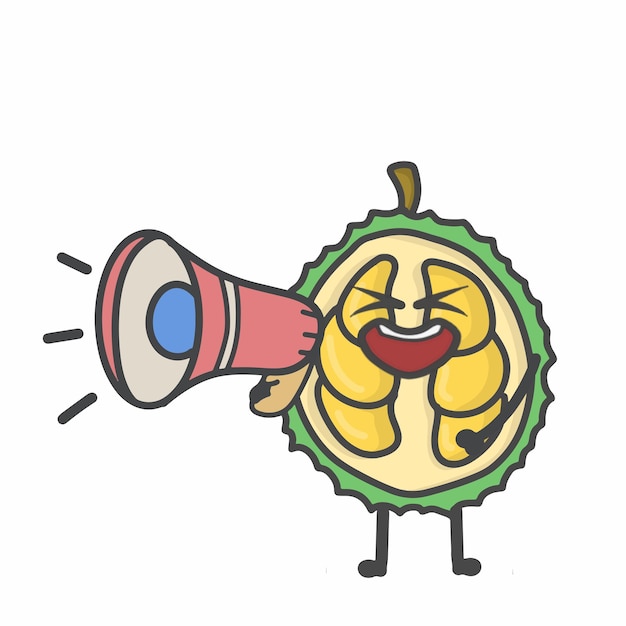 Cute Durian Activity Character Flat Cartoon Vector Design Illustration