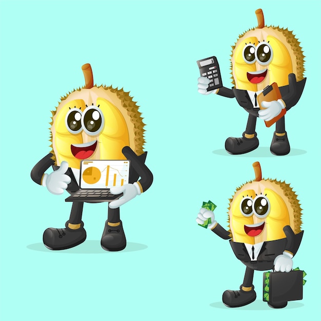 Cute durian characters in finance