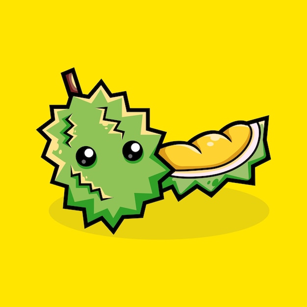 Vector cute durian fruit cartoon vector icon illustration. animal nature icon concept. isolated premium