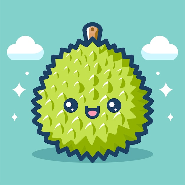 Vector cute durian fruit cartoon vector illustration