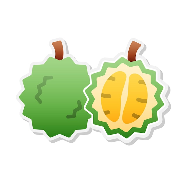 Vector cute durian sticker vector illustration