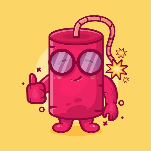 cute dynamite bomb character mascot with thumb up hand gesture isolated cartoon in flat style design