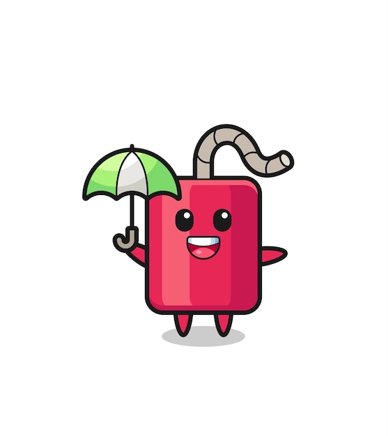 Cute dynamite illustration holding an umbrella