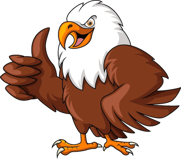 Vector cute eagle cartoon giving thumb up