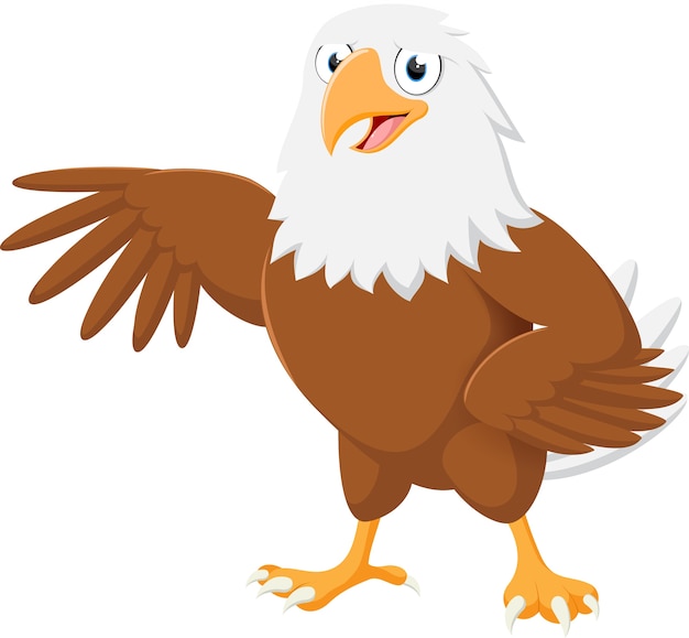 Cute eagle cartoon presenting 