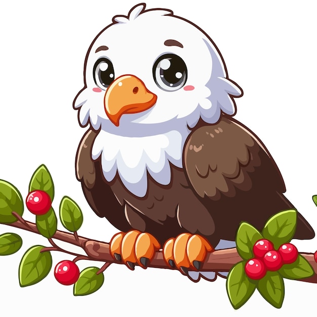 cute eagle cartoon vector on white background