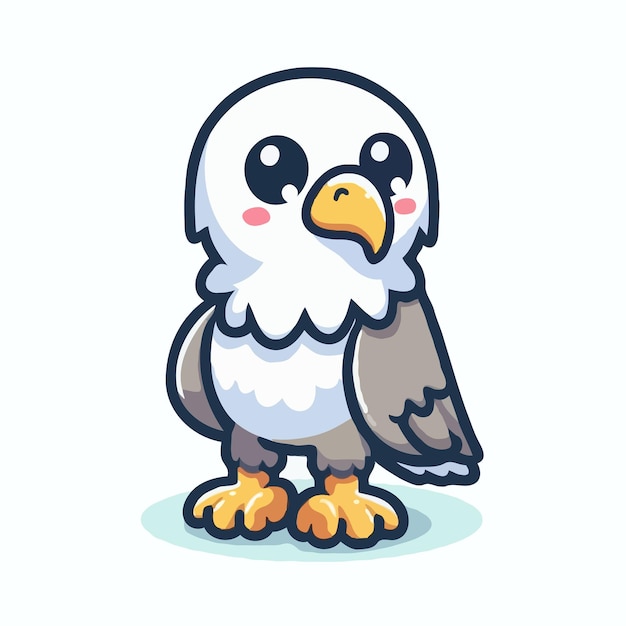 cute eagle cartoon vector on white background