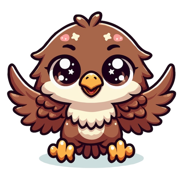 cute eagle cartoon vector on white background