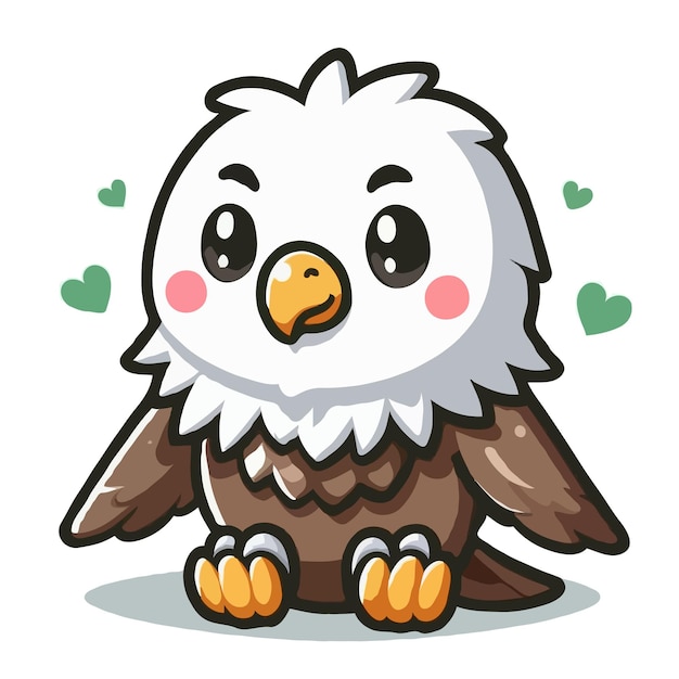 cute eagle cartoon vector on white background